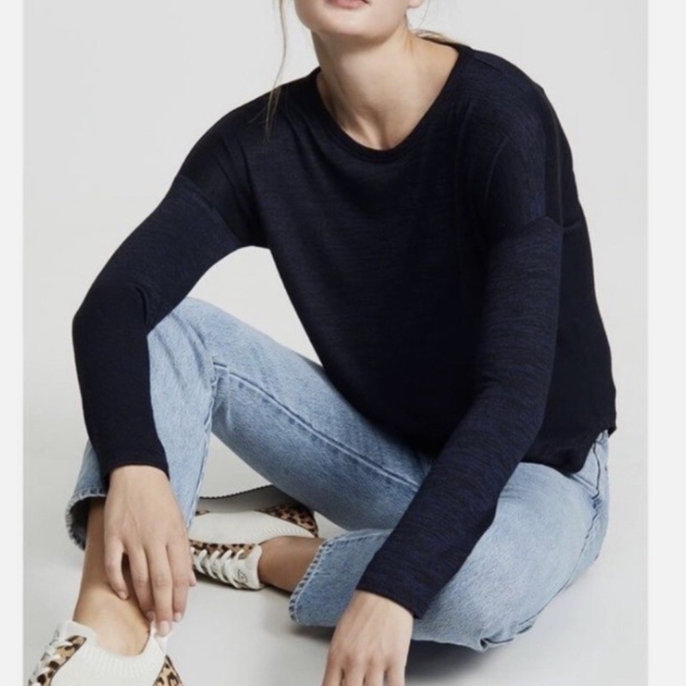 Rag and Bone Jean Tri-Blend Long Sleeve Curve Hem Tee - Size S. - Picture 5 of 15
